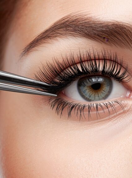How to apply false eyelashes