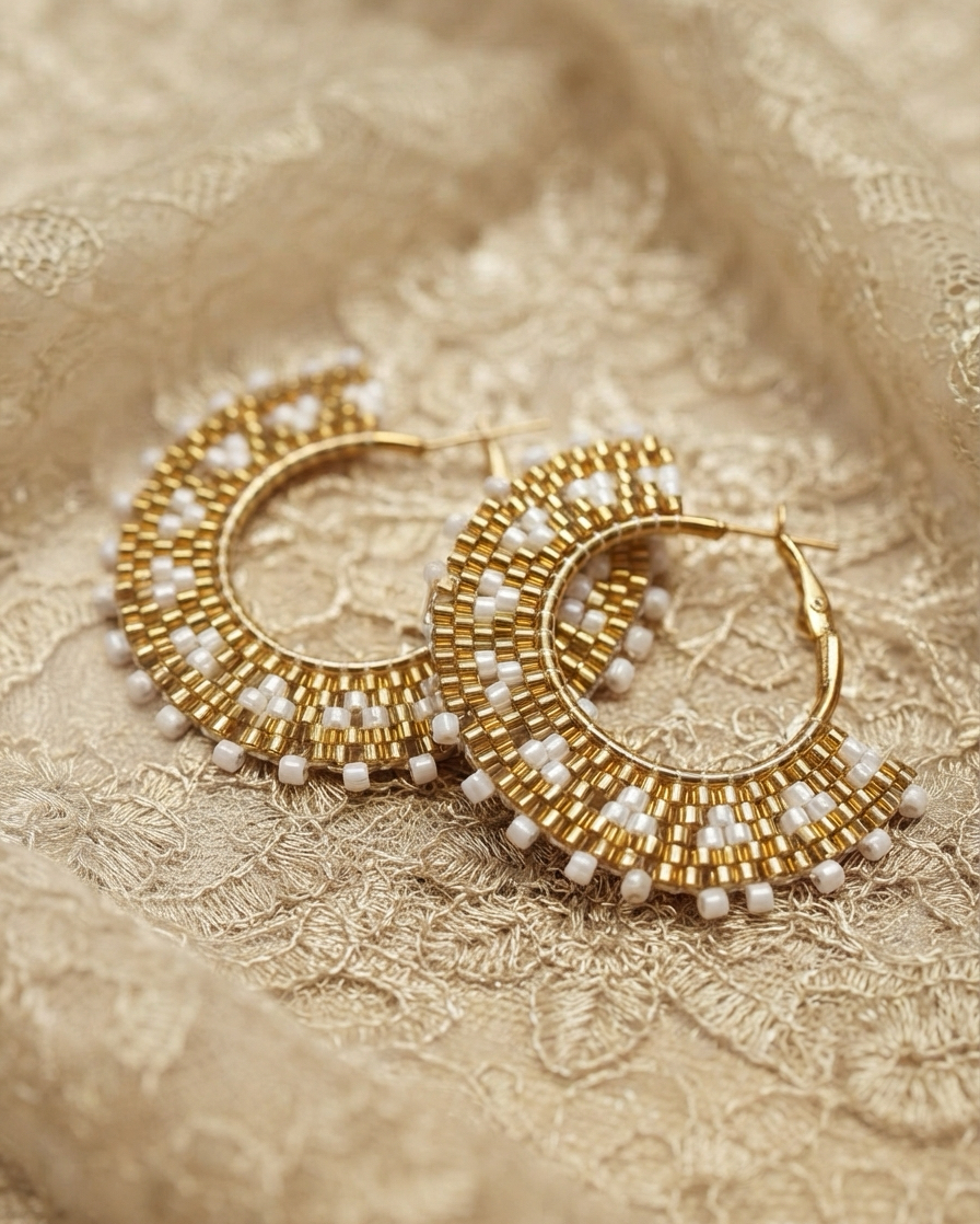 Peyote Hoop Earrings - Gold