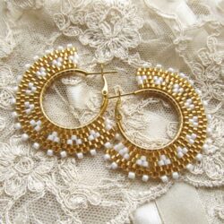 Peyote Hoop Earrings - Gold