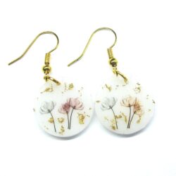 Watercolour Floral Earrings - Gold