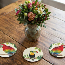 Wooden Coasters - Toucan & Parrots