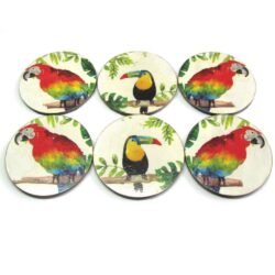 Wooden Coasters - Toucan & Parrots