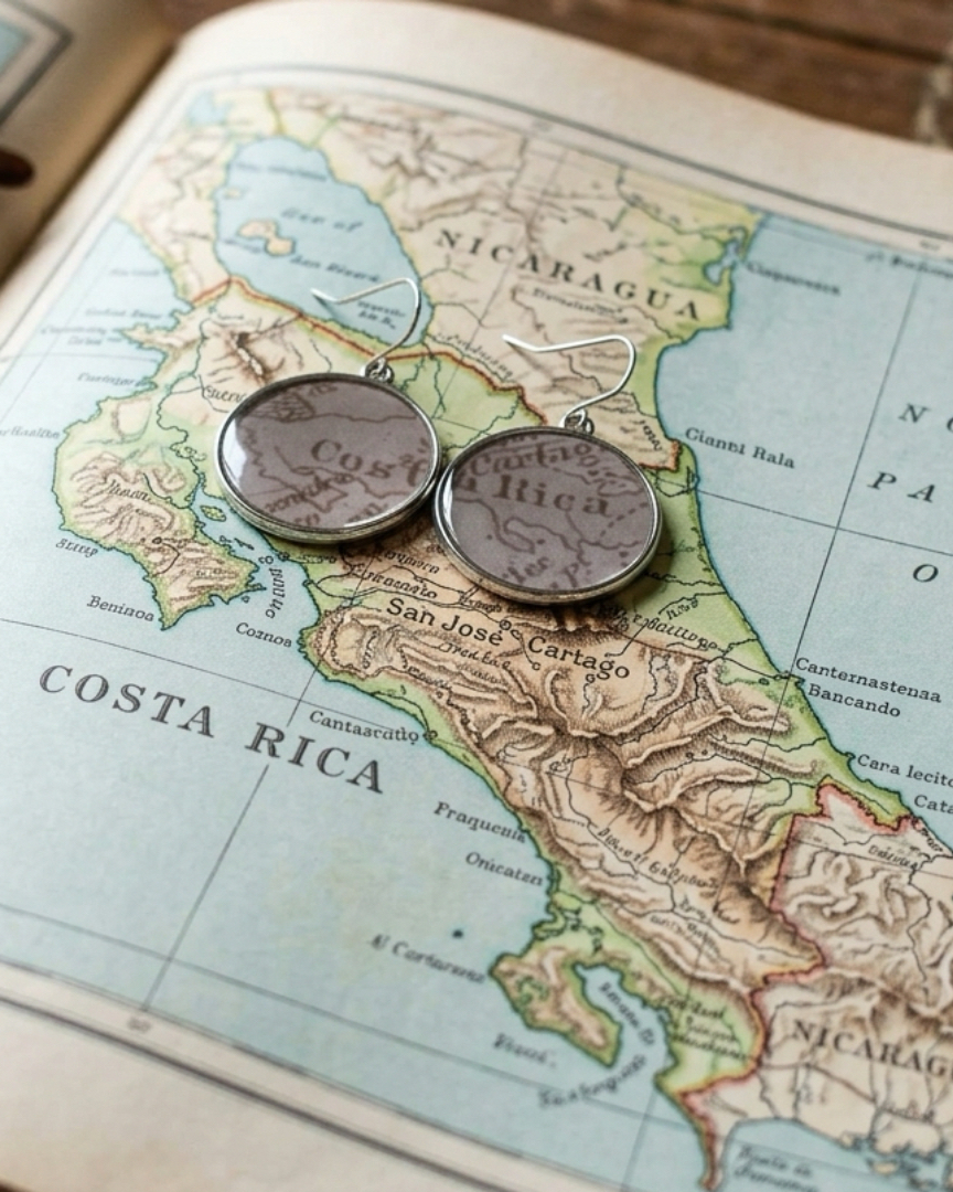 Map earrings - Costa Rica