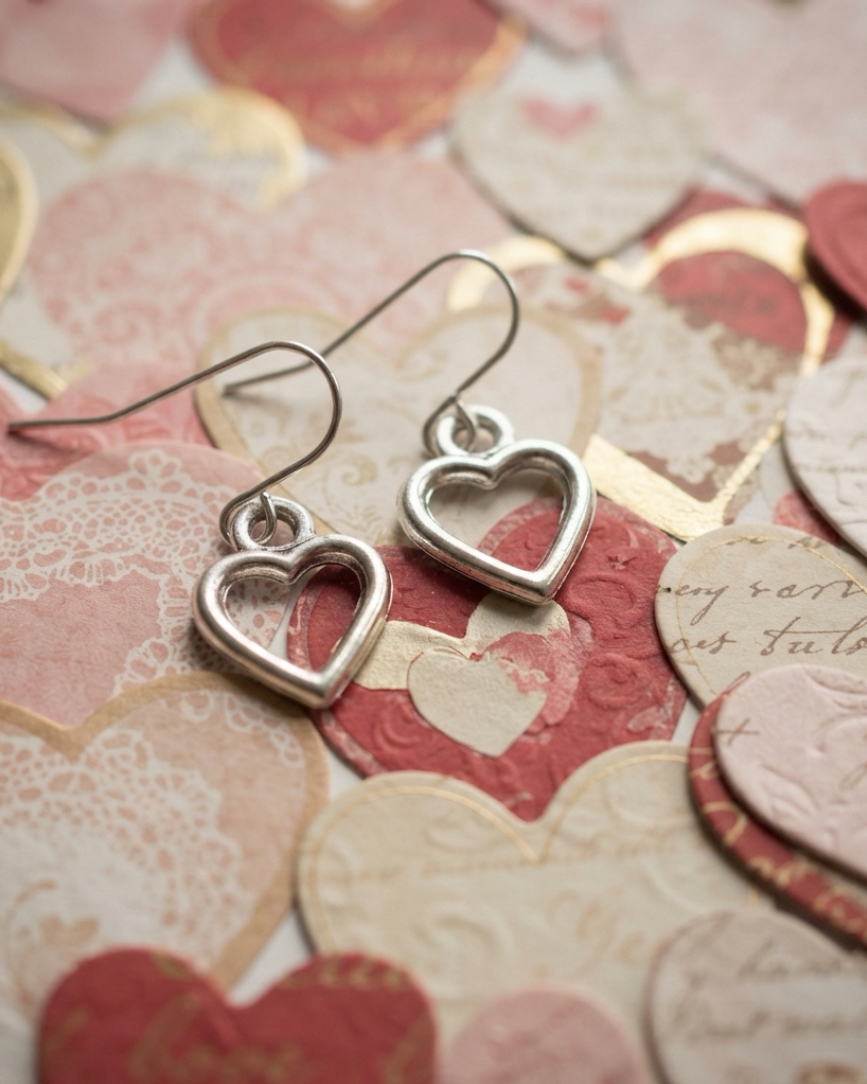 Heart charm earrings