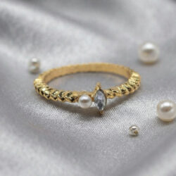 Zirconia & Pearl Stacker Ring