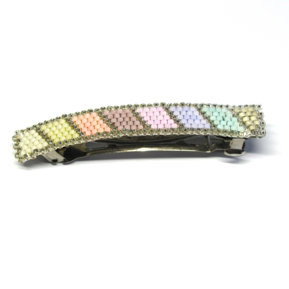 Peyote Stitch Hair Barrettes - Pastel Rainbow - Image 2