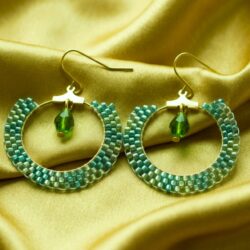 Peyote Hoop Earrings - Green