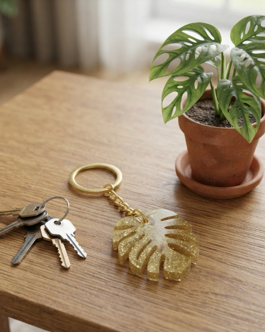Monstera Leaf Keychain