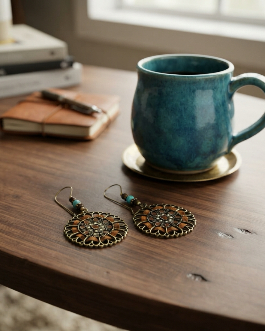 Boho Turquoise Coffee Earrings