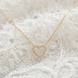 Encrusted Heart Necklace- Gold