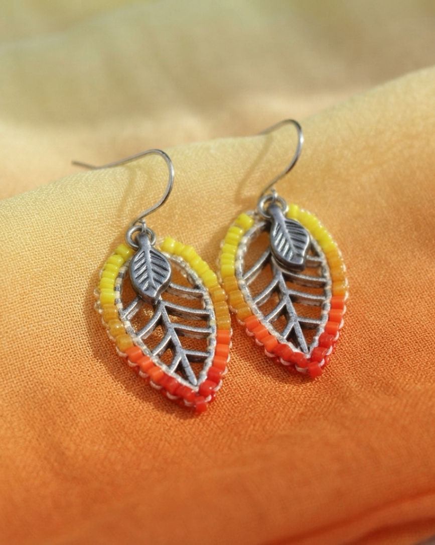 Ombré Leaf Earrings - Autumn