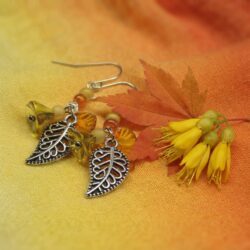 Leaf and Flower Earrings - Green or Orange