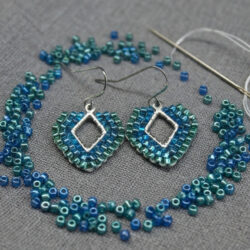Diamond Peyote Earrings - Seagreen
