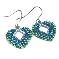 Diamond Peyote Earrings - Seagreen