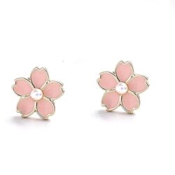 Cherry Blossom and Pearl Studs