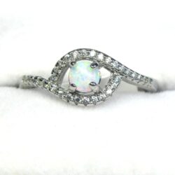 Sterling Silver Eye-shaped Opal Ring