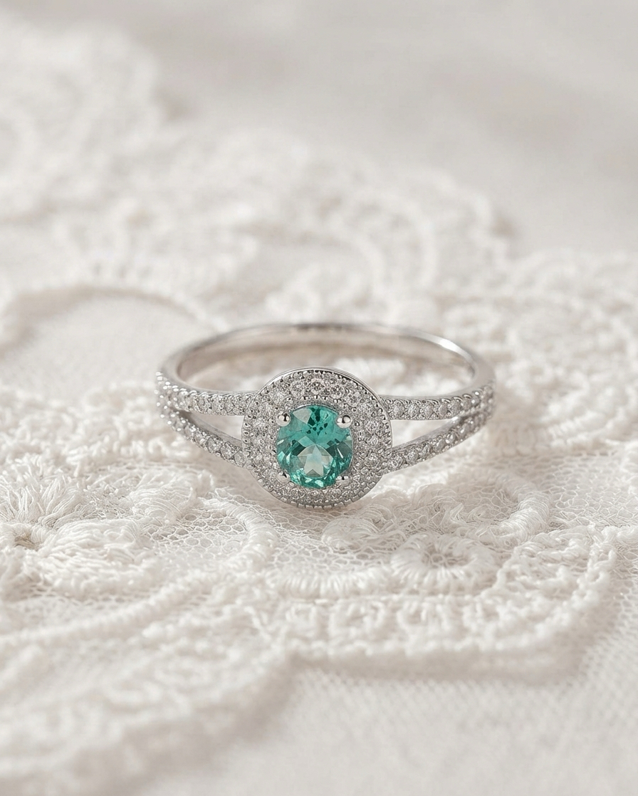 925 Sterling Silver Teal Ring