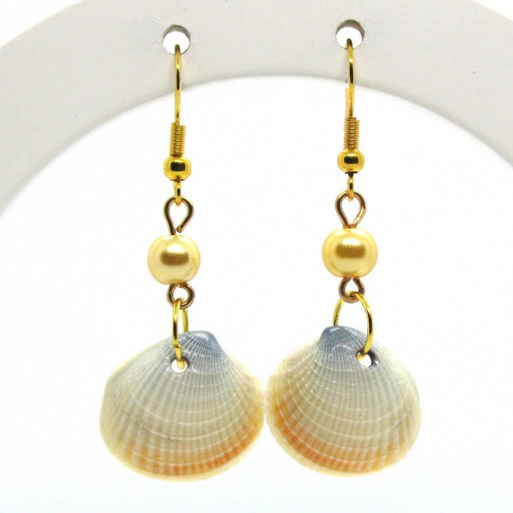 Bivalve Shell & Pearl Earrings - Gold - Image 3