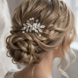 Leaf, Pearl & Diamanté Hair Pin - Silver
