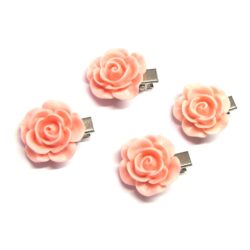 Peach Rose Hair Clips