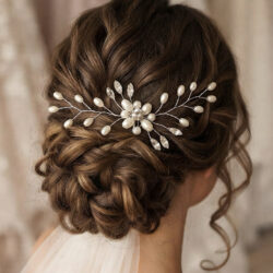Pearl & Diamanté Hair Pin - Silver
