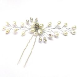 Pearl & Diamanté Hair Pin - Silver