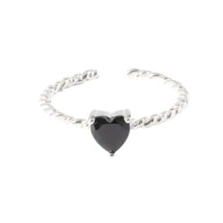 Black Heart Adjustable Ring
