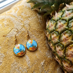 Monstera Cabochon - Blue & Orange