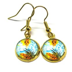 Monstera Cabochon - Blue & Orange