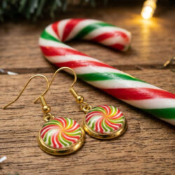 Candy Cane Cabochon - Red & Green