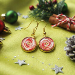 Candy Cane Cabochon - Red & Green Swirl