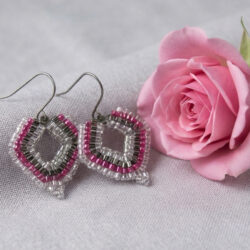Diamond Peyote Earrings - Charcoal Rose