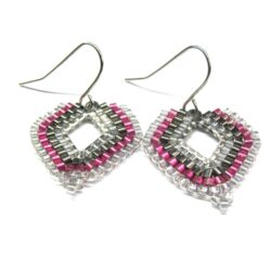 Diamond Peyote Earrings - Charcoal Rose