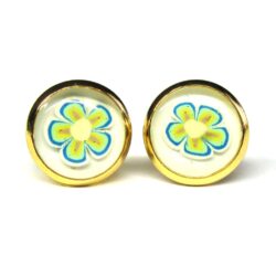 Green, Gold & Blue Floral Studs