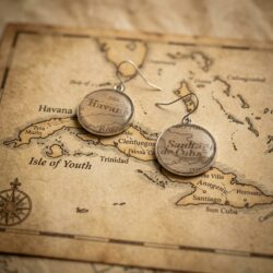 Map earrings - Havana Cuba