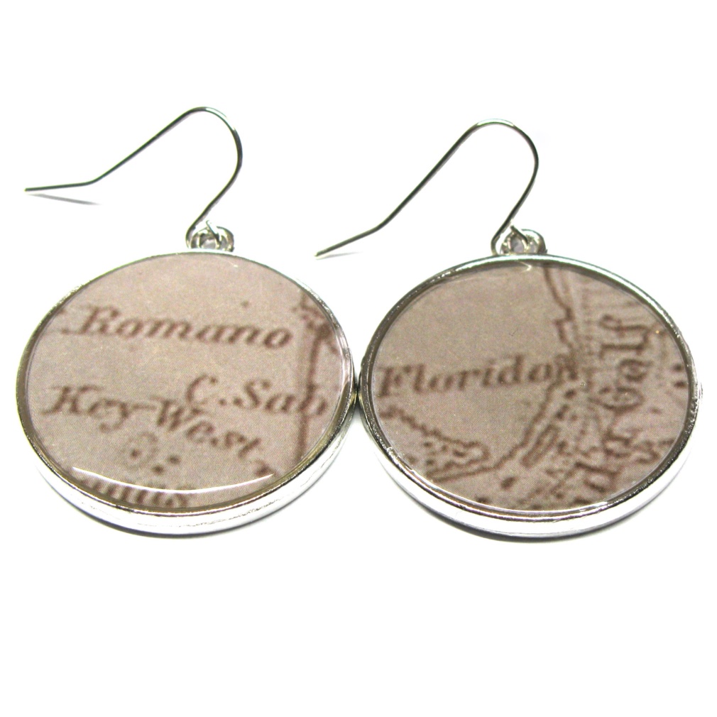 Map earrings - Key West Florida