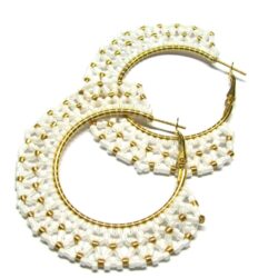 Peyote Hoop Earrings - Gold Lattice