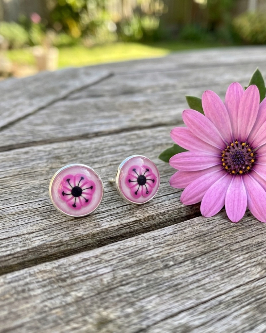 Pink African Daisy Studs