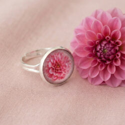 Pink Dahlia Adjustable Ring
