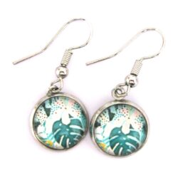 Monstera Cabochon - Pink & Green