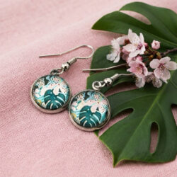Monstera Cabochon - Pink & Green