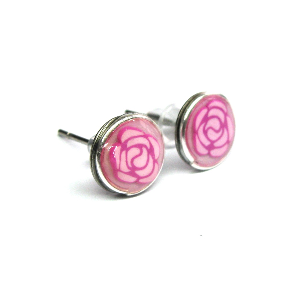 Pink Rose Studs - Image 3