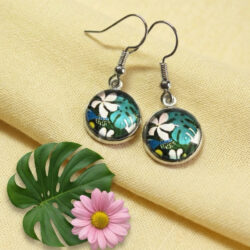 Monstera Cabochon - Pink & Teal