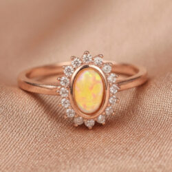 925 Starburst Opal & Rose Gold Ring