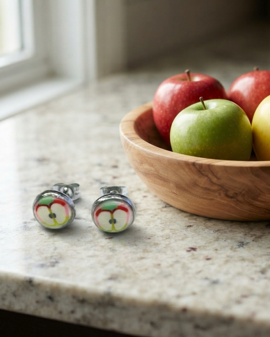 Striped Apple Studs