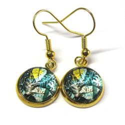 Monstera Cabochon - Teal & Yellow