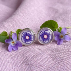 Violet Floral Studs
