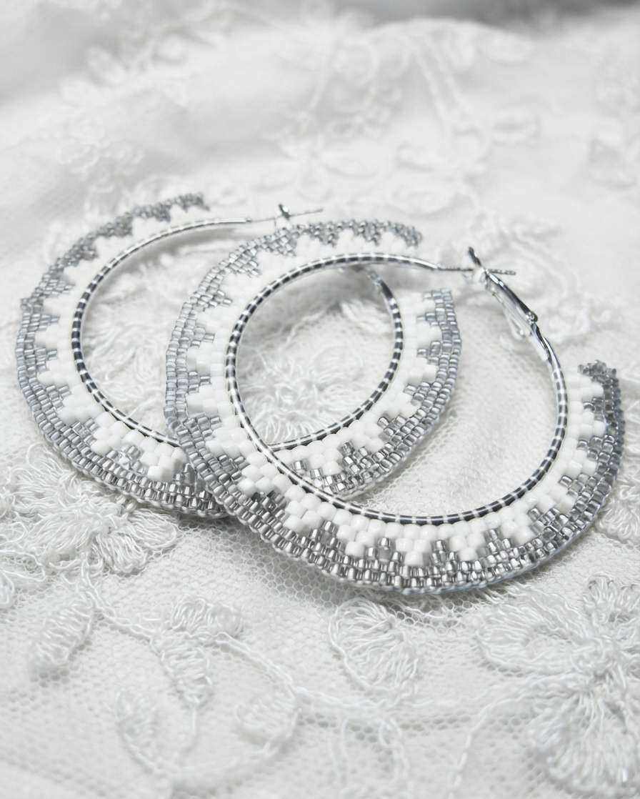 Peyote Hoop Earrings - Zigzag
