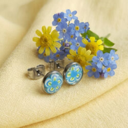 Blue & Yellow Floral Studs