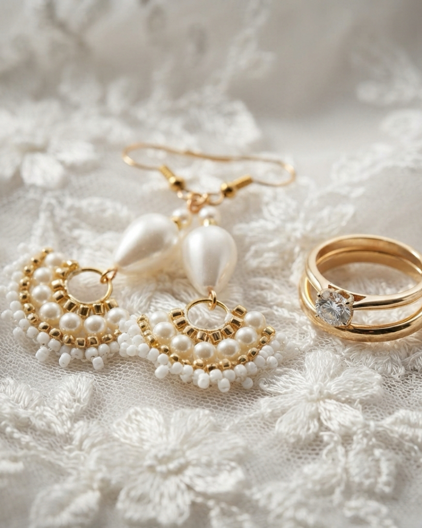 Teardrop Pearl Peyote Fan - Gold
